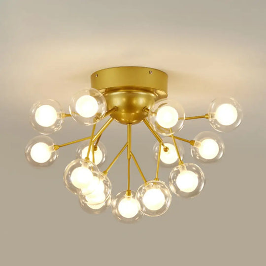 Metallic Led Bedroom Chandelier - Minimalist Flush Mount Light Fixture 15 / Gold C