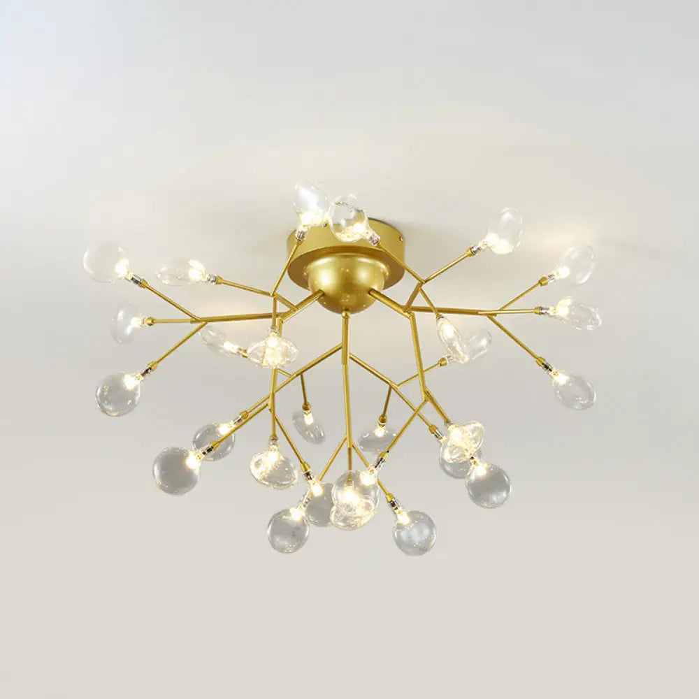 Metallic Led Bedroom Chandelier - Minimalist Flush Mount Light Fixture 27 / Gold B