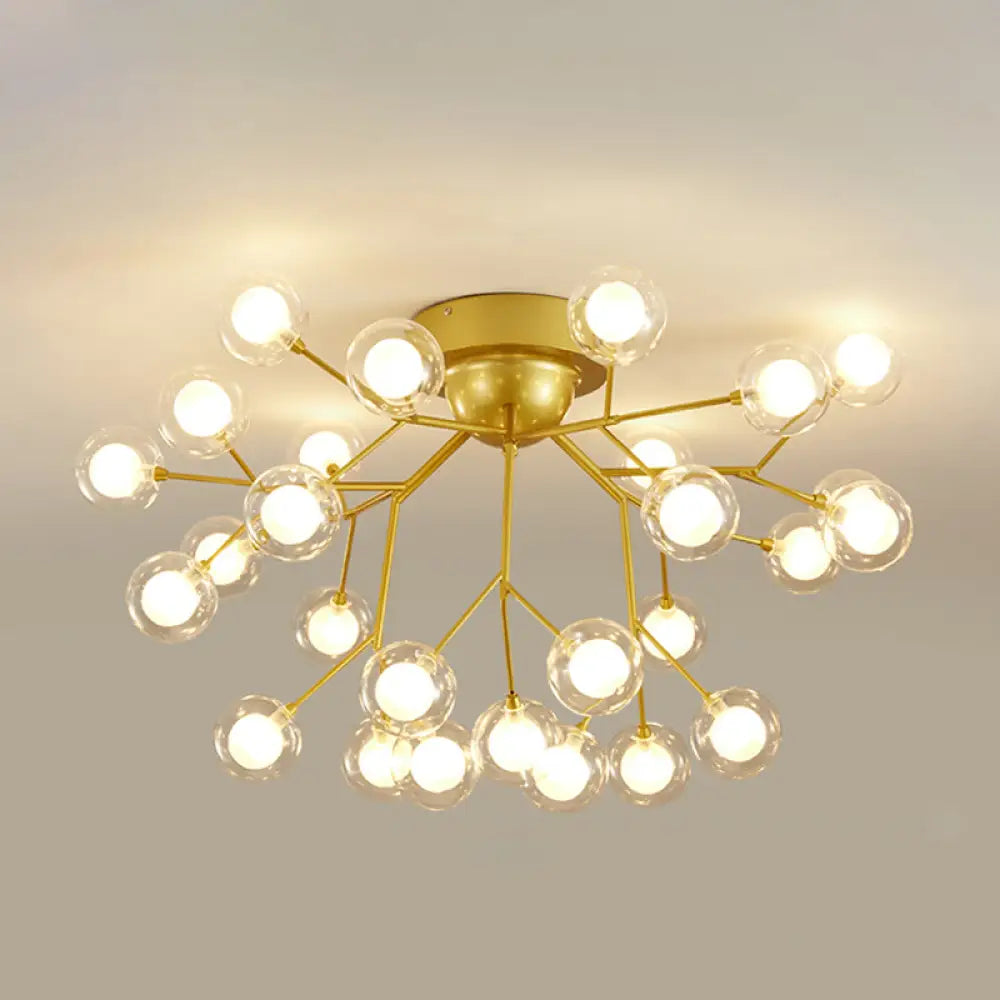 Metallic Led Bedroom Chandelier - Minimalist Flush Mount Light Fixture 27 / Gold C