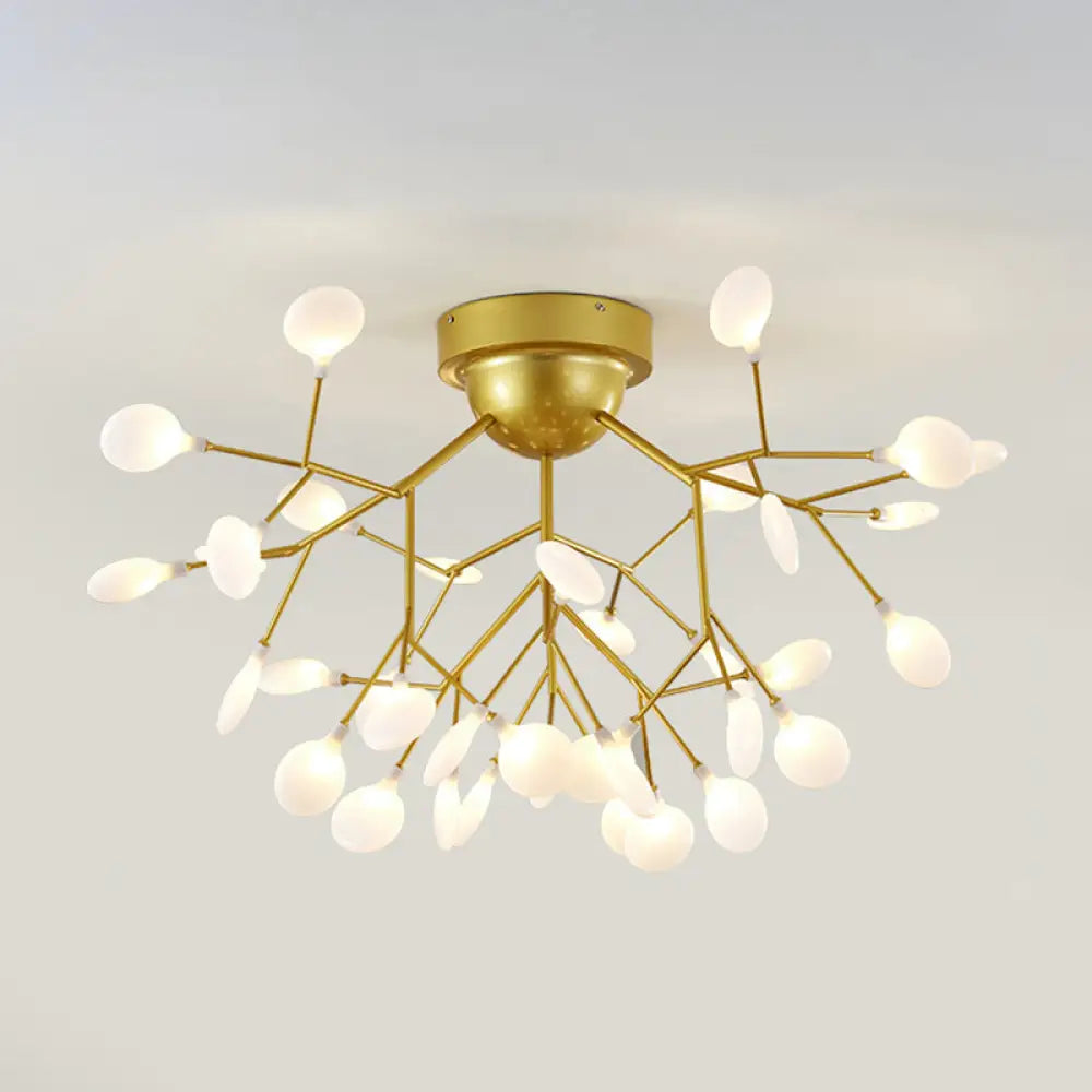 Metallic Led Bedroom Chandelier - Minimalist Flush Mount Light Fixture 36 / Gold A