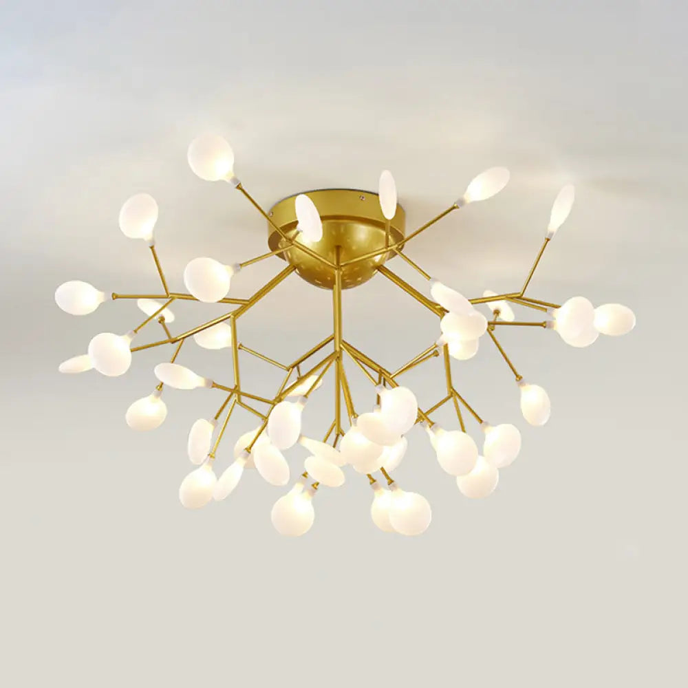 Metallic Led Bedroom Chandelier - Minimalist Flush Mount Light Fixture 45 / Gold A