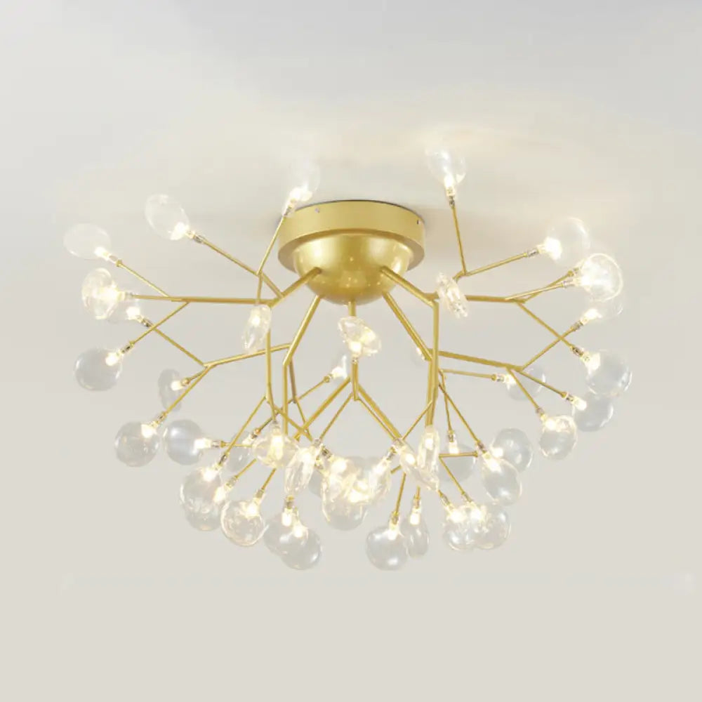 Metallic Led Bedroom Chandelier - Minimalist Flush Mount Light Fixture 45 / Gold B