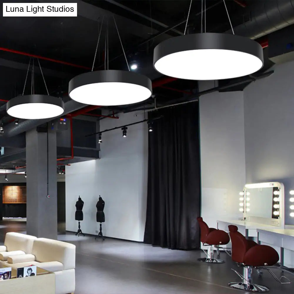 Modern Led Pendant Light: Simple Round Metal Lighting Fixture For Office