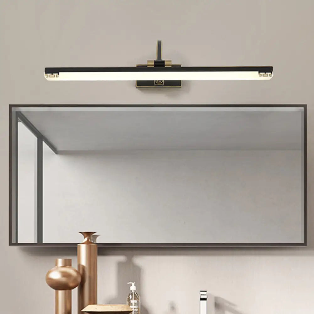 Metallic Led Swing Arm Wall Lamp In Black For Elongated Dressing Tables