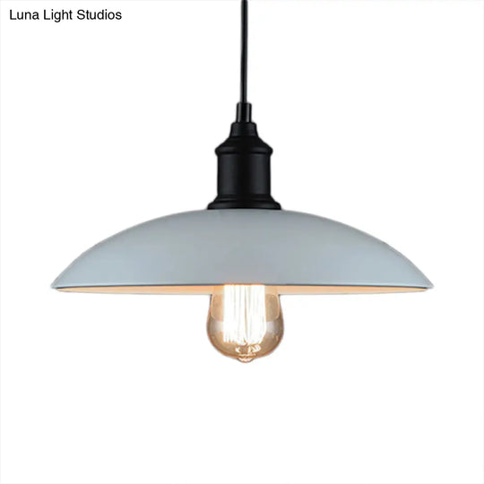 Metallic Loft Style Pendant Lamp With Saucer Shade For Living Room Black/White - 12.5’/16’ W