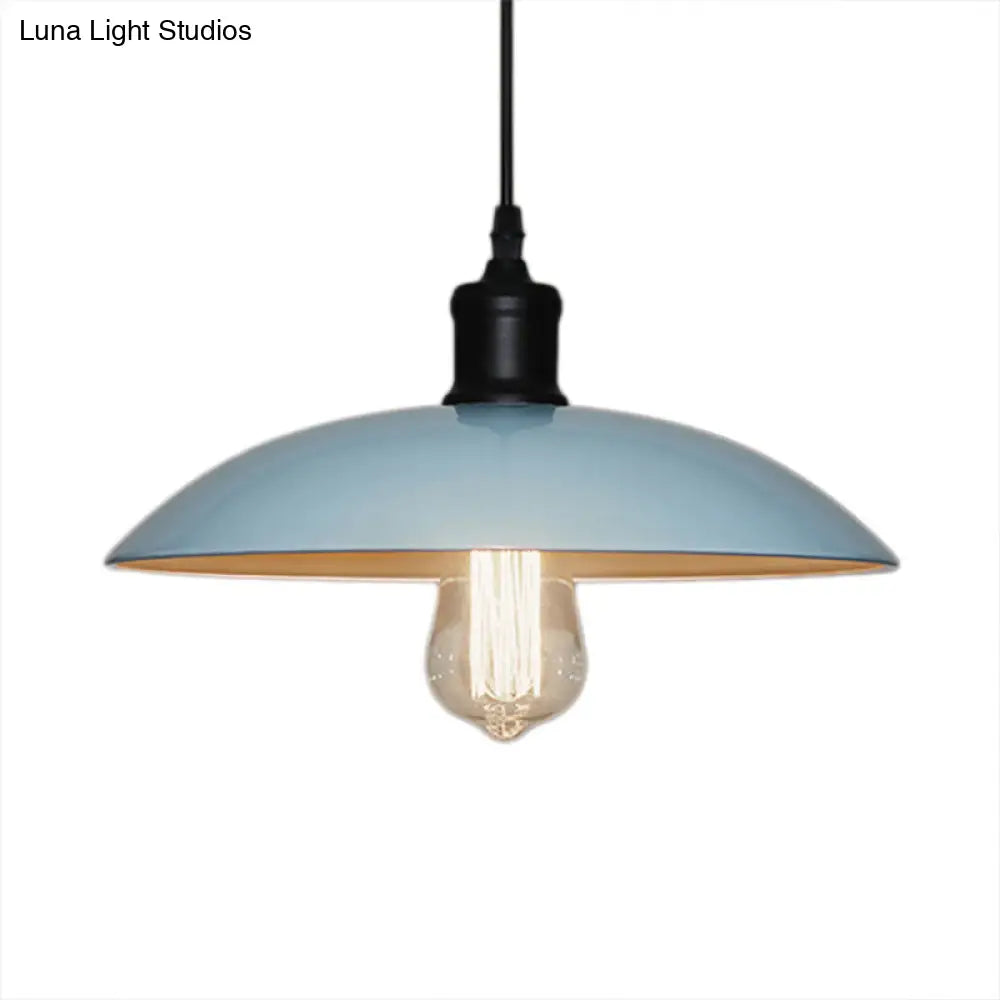 Metallic Loft Style Pendant Lamp With Saucer Shade For Living Room Black/White - 12.5’/16’ W