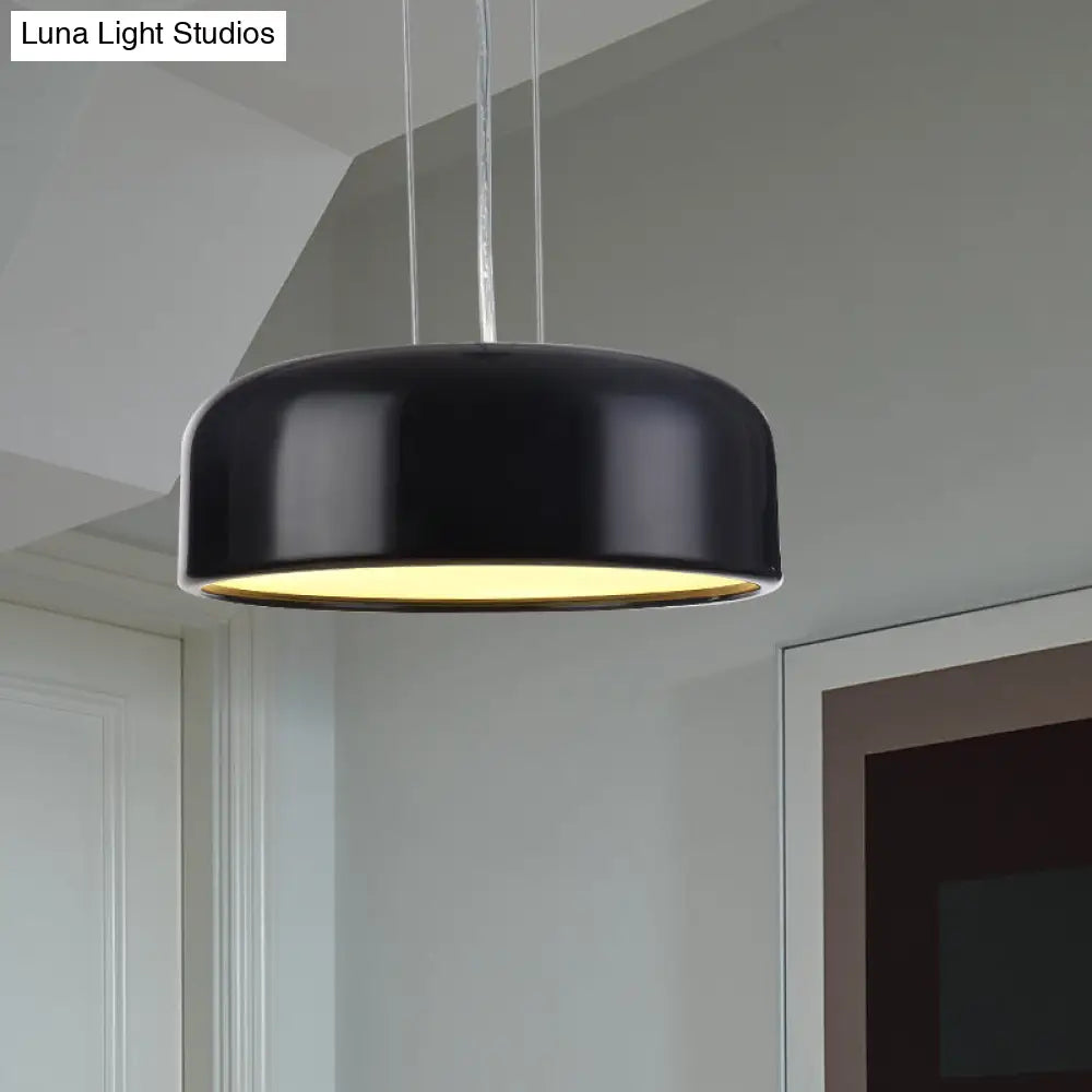 Metallic Restaurant Pendant Light Fixture - Khaki/Black Drum Shade With Macaron Style 1 Bulb