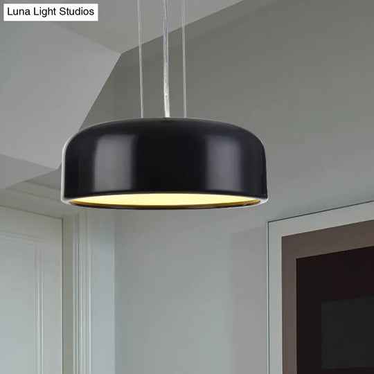 Metallic Restaurant Pendant Light Fixture - Khaki/Black Drum Shade With Macaron Style 1 Bulb