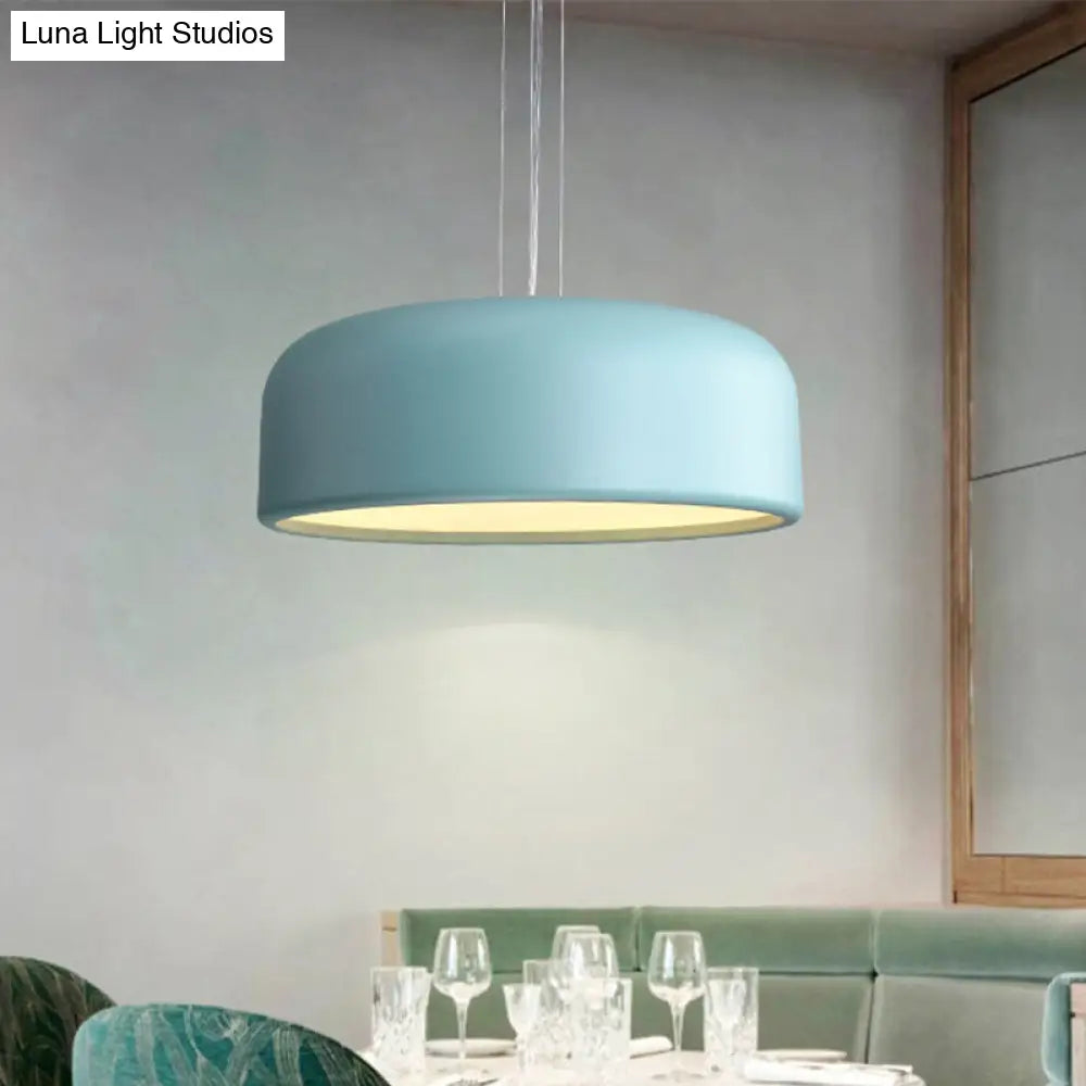 Metallic Restaurant Pendant Light Fixture - Khaki/Black Drum Shade With Macaron Style 1 Bulb