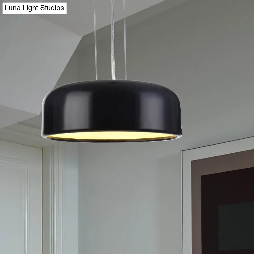 Metallic Macaron Style Pendant Light Fixture | Khaki/Black Drum Shade 1 Bulb Restaurant Ceiling