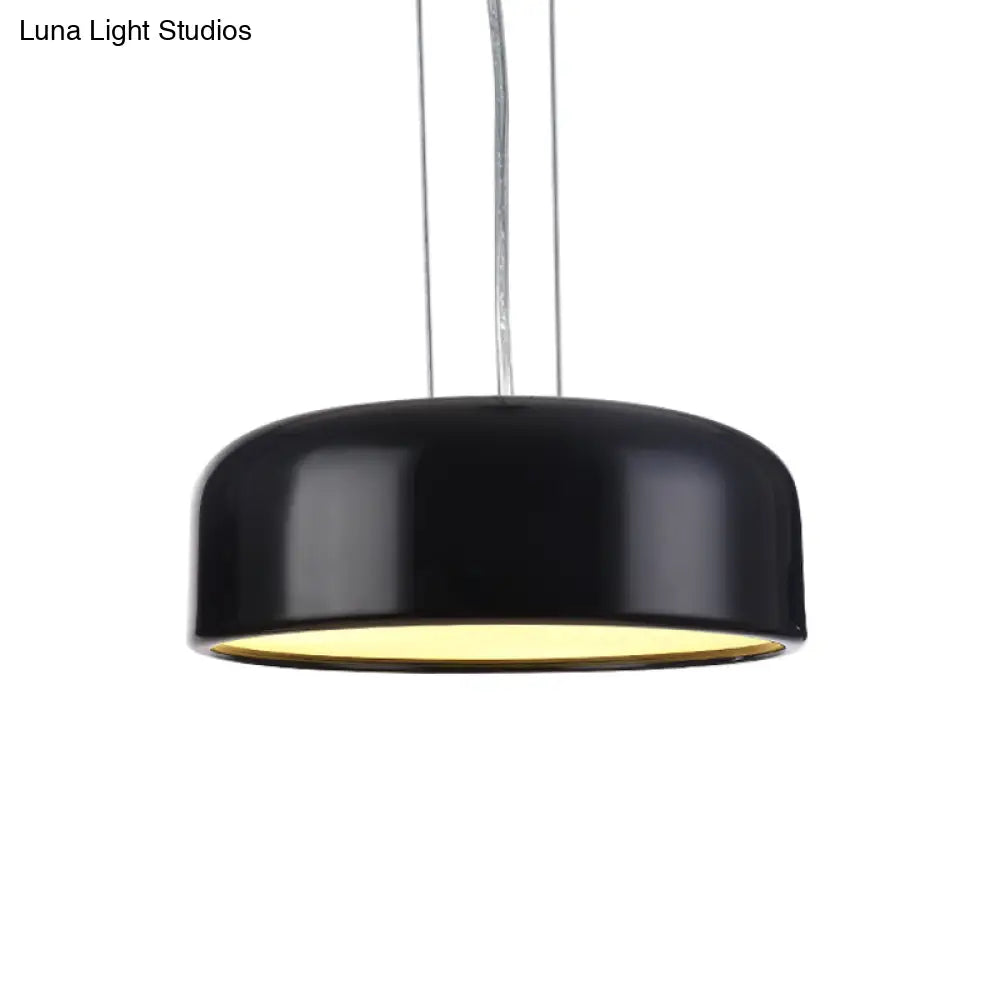 Metallic Macaron Style Pendant Light Fixture | Khaki/Black Drum Shade 1 Bulb Restaurant Ceiling