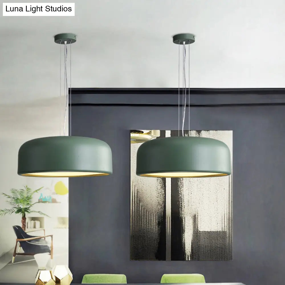 Metallic Restaurant Pendant Light Fixture - Khaki/Black Drum Shade With Macaron Style 1 Bulb