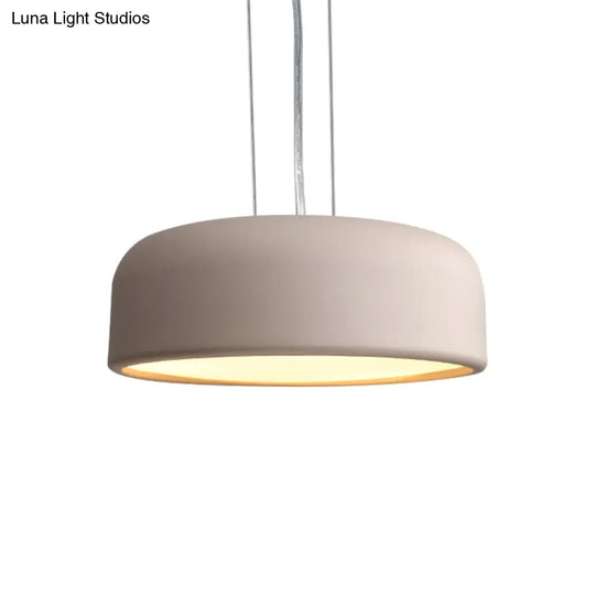 Metallic Macaron Style Pendant Light Fixture | Khaki/Black Drum Shade 1 Bulb Restaurant Ceiling