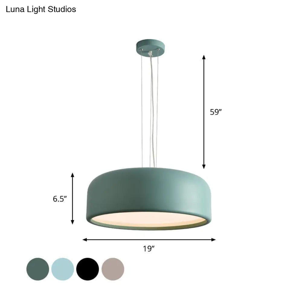 Metallic Macaron Style Pendant Light Fixture | Khaki/Black Drum Shade 1 Bulb Restaurant Ceiling