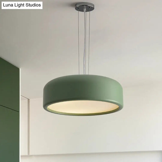 Metallic Restaurant Pendant Light Fixture - Khaki/Black Drum Shade With Macaron Style 1 Bulb