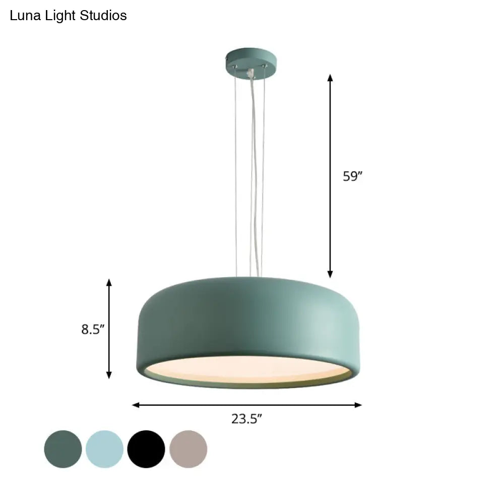 Metallic Macaron Style Pendant Light Fixture | Khaki/Black Drum Shade 1 Bulb Restaurant Ceiling