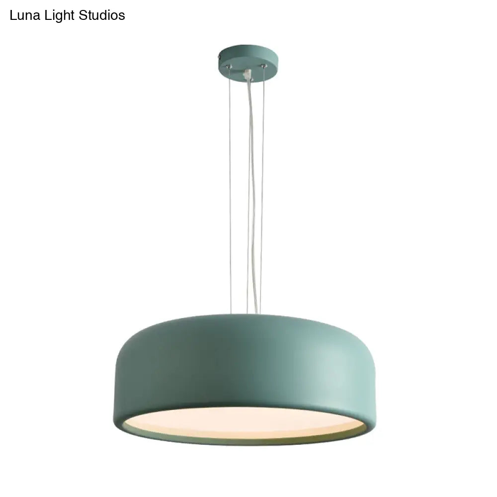 Metallic Macaron Style Pendant Light Fixture | Khaki/Black Drum Shade 1 Bulb Restaurant Ceiling