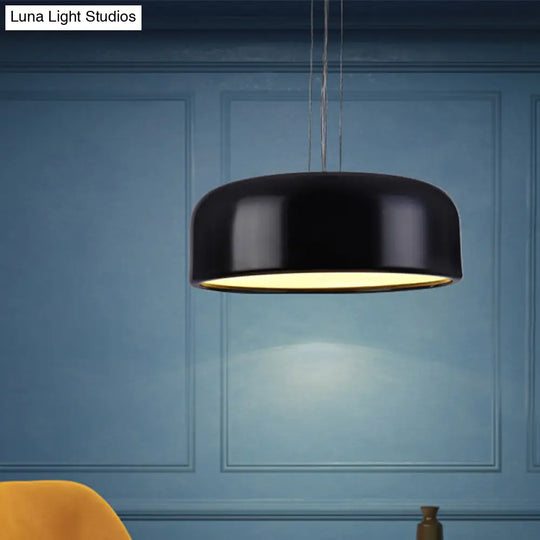 Metallic Macaron Style Pendant Light Fixture | Khaki/Black Drum Shade 1 Bulb Restaurant Ceiling