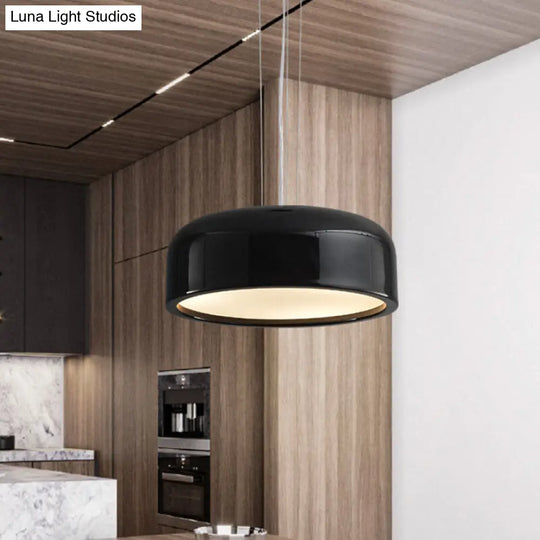 Metallic Restaurant Pendant Light Fixture - Khaki/Black Drum Shade With Macaron Style 1 Bulb