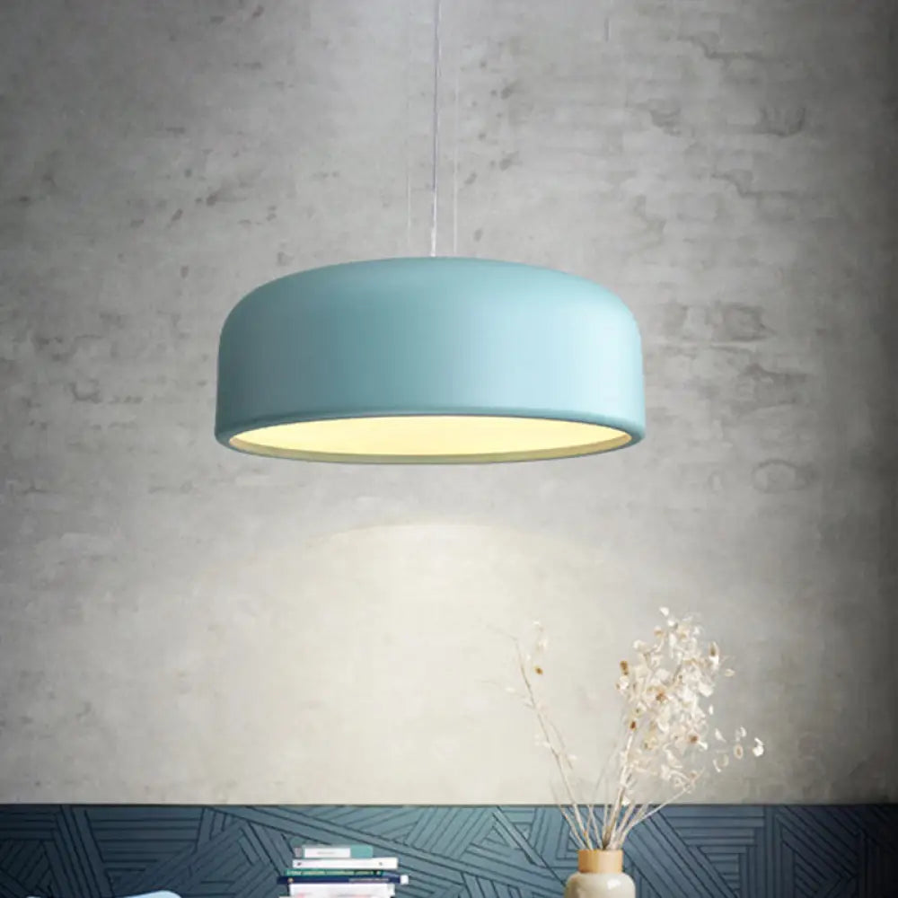 Metallic Macaron Style Pendant Light Fixture | Khaki/Black Drum Shade 1 Bulb Restaurant Ceiling