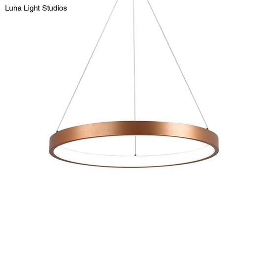 Gold Metallic Minimalist Led Hoop Chandelier - Warm/White Light 1/2/3-Tier Ceiling Pendant