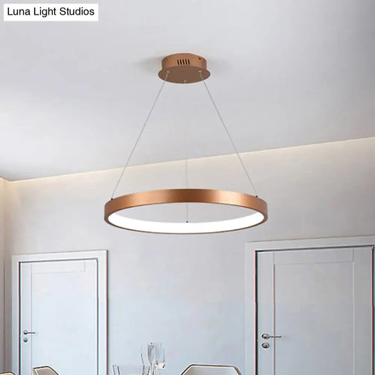 Gold Metallic Minimalist Led Hoop Chandelier - Warm/White Light 1/2/3-Tier Ceiling Pendant / 1 Tier