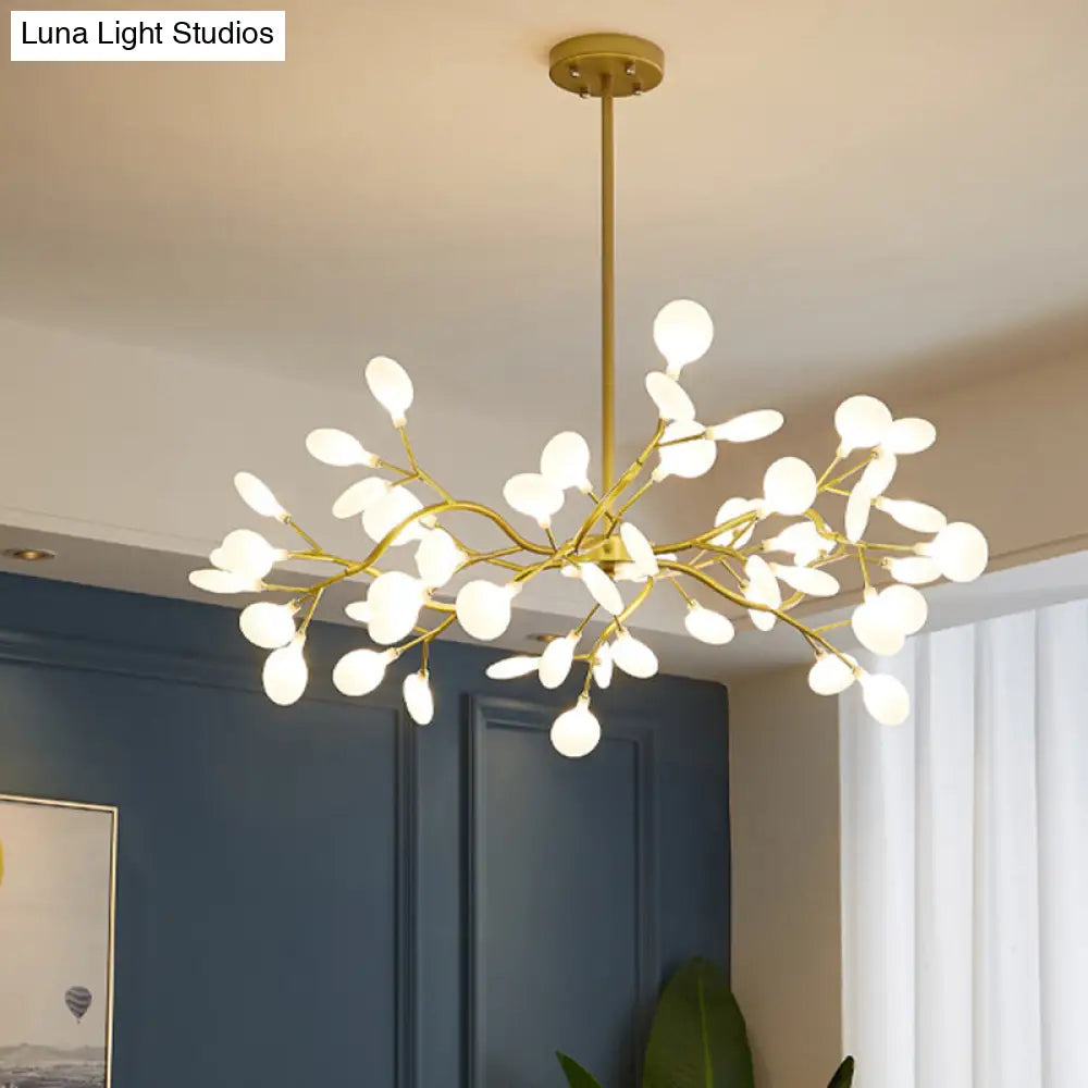 Modern Metallic Led Pendant Light: Branch Shaped Minimalist Chandelier For Living Room