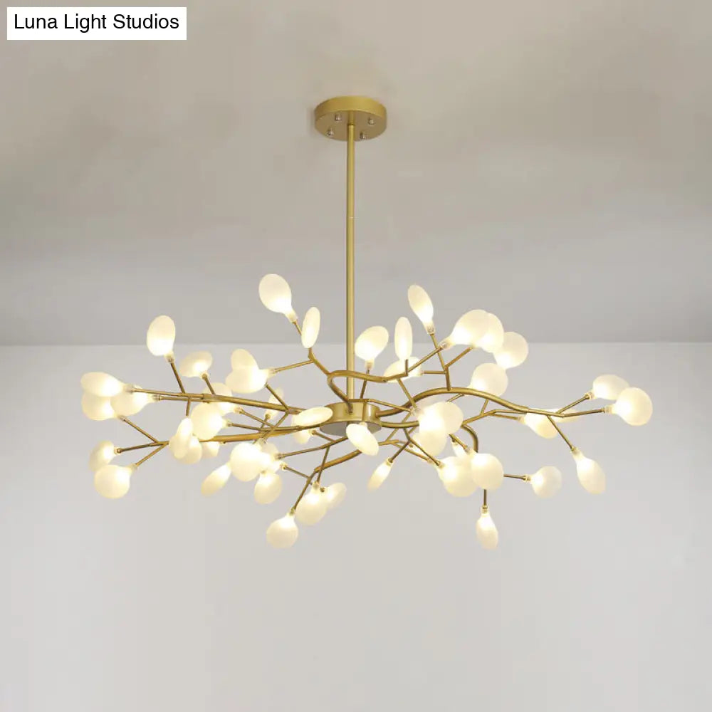 Modern Metallic Led Pendant Light: Branch Shaped Minimalist Chandelier For Living Room 54 / Gold