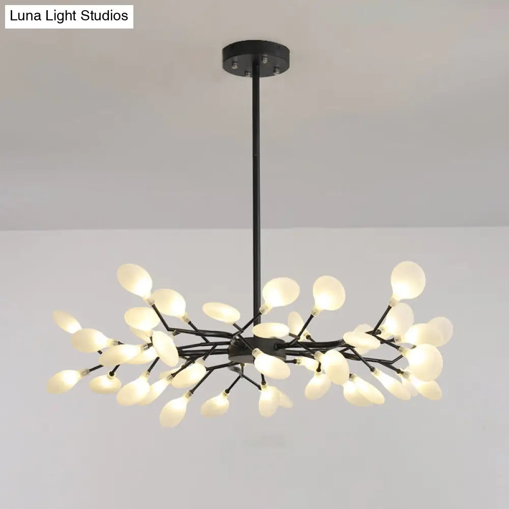 Modern Metallic Led Pendant Light: Branch Shaped Minimalist Chandelier For Living Room 45 / Black