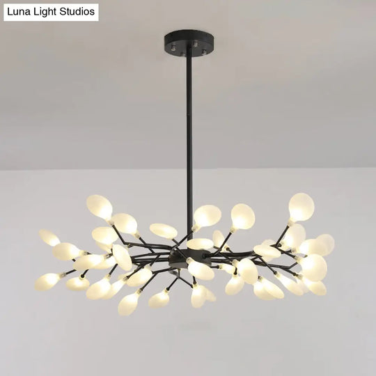 Modern Metallic Led Pendant Light: Branch Shaped Minimalist Chandelier For Living Room 45 / Black