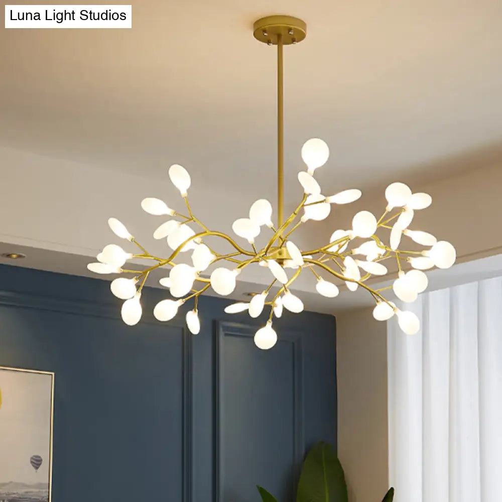 Metallic Minimalist Led Pendant Light - Branch-Inspired Living Room Chandelier