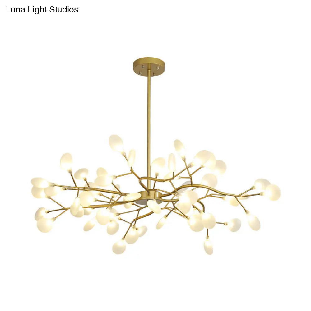 Modern Metallic Led Pendant Light: Branch Shaped Minimalist Chandelier For Living Room