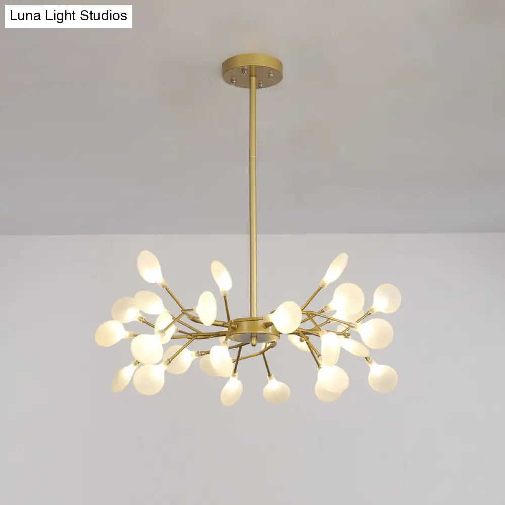 Modern Metallic Led Pendant Light: Branch Shaped Minimalist Chandelier For Living Room 30 / Gold