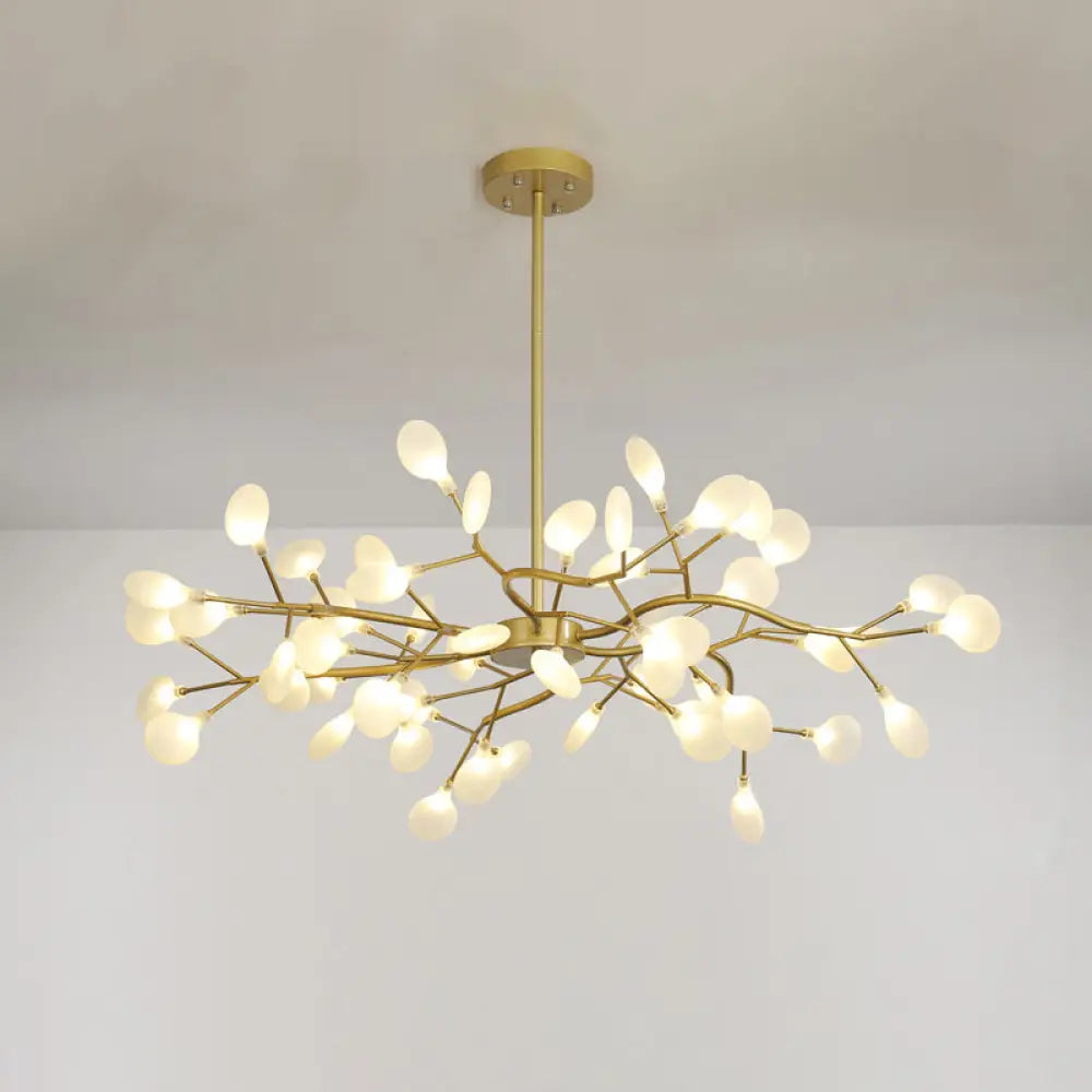 Metallic Minimalist Led Pendant Light - Branch-Inspired Living Room Chandelier 54 / Gold