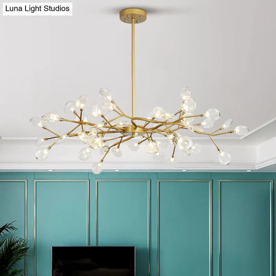 Modern Metallic Led Pendant Light: Branch Shaped Minimalist Chandelier For Living Room