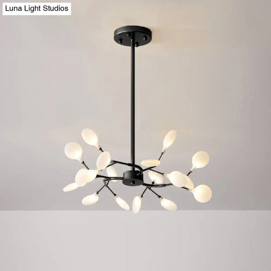 Modern Metallic Led Pendant Light: Branch Shaped Minimalist Chandelier For Living Room 18 / Black