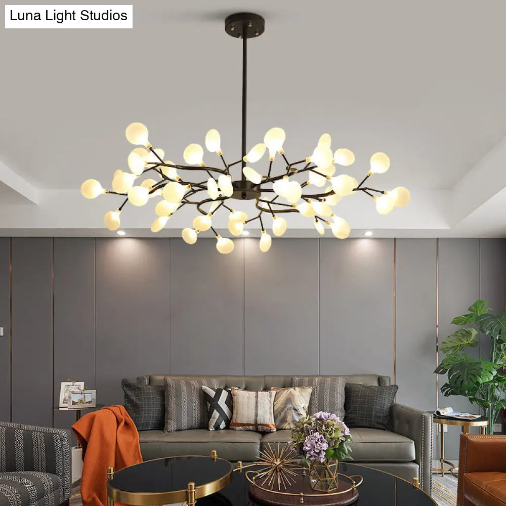 Modern Metallic Led Pendant Light: Branch Shaped Minimalist Chandelier For Living Room