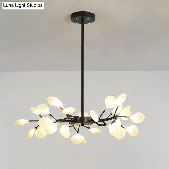 Modern Metallic Led Pendant Light: Branch Shaped Minimalist Chandelier For Living Room 30 / Black