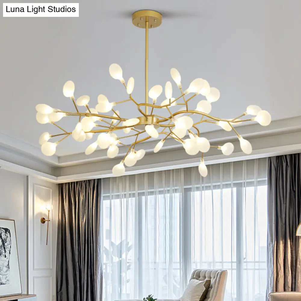 Modern Metallic Led Pendant Light: Branch Shaped Minimalist Chandelier For Living Room