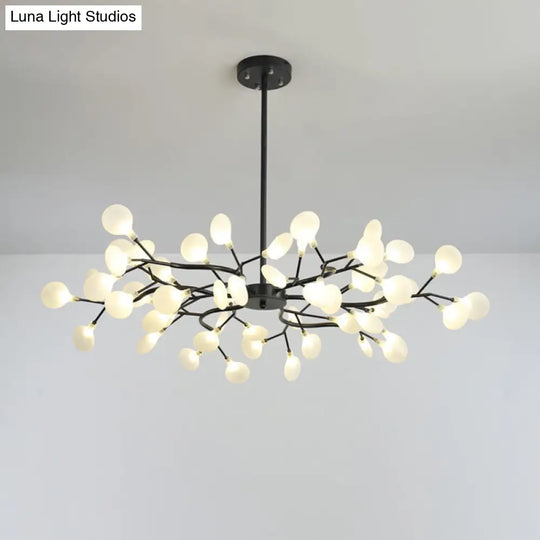 Modern Metallic Led Pendant Light: Branch Shaped Minimalist Chandelier For Living Room 54 / Black