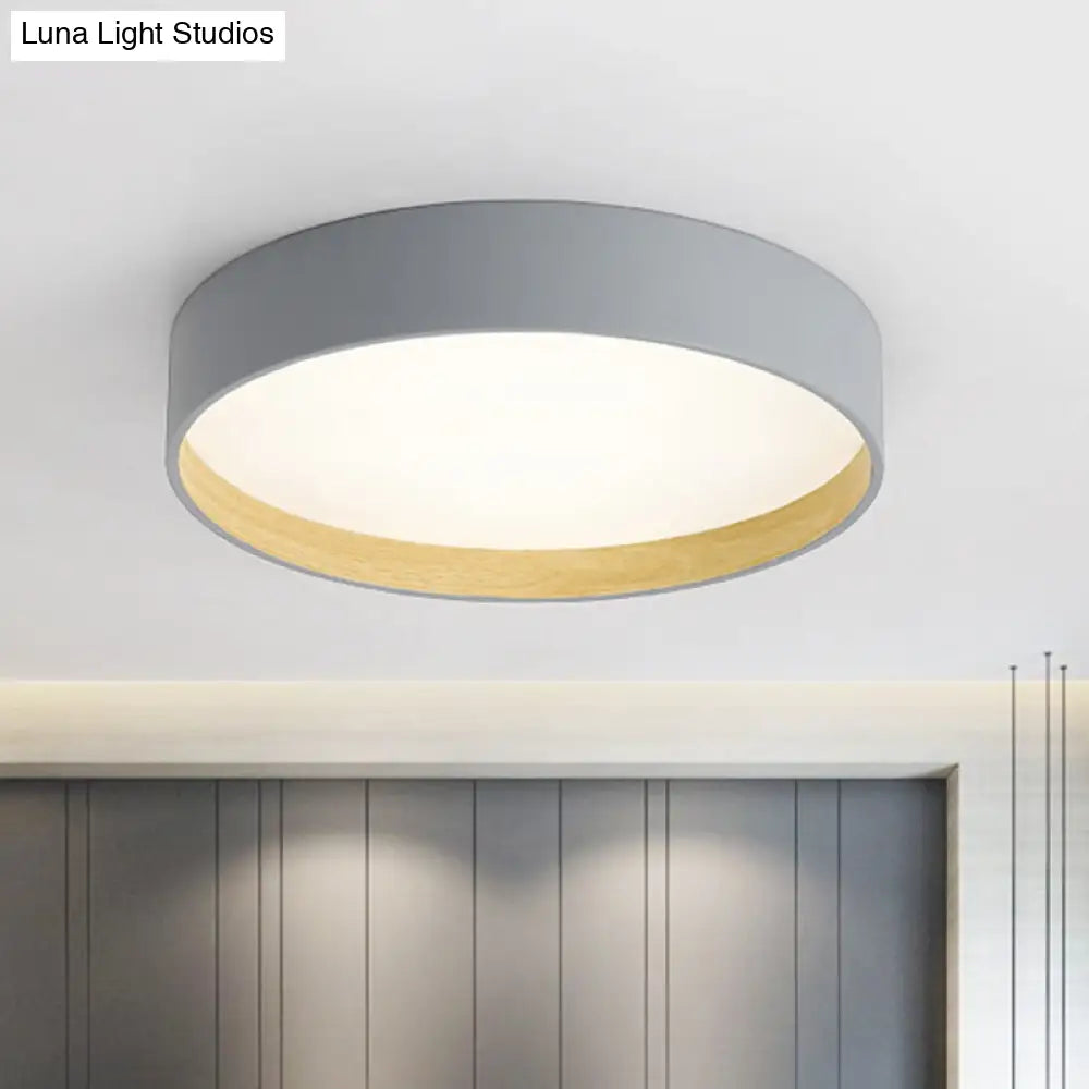 Metallic Modern Drum Flush Mount Ceiling Light Fixture