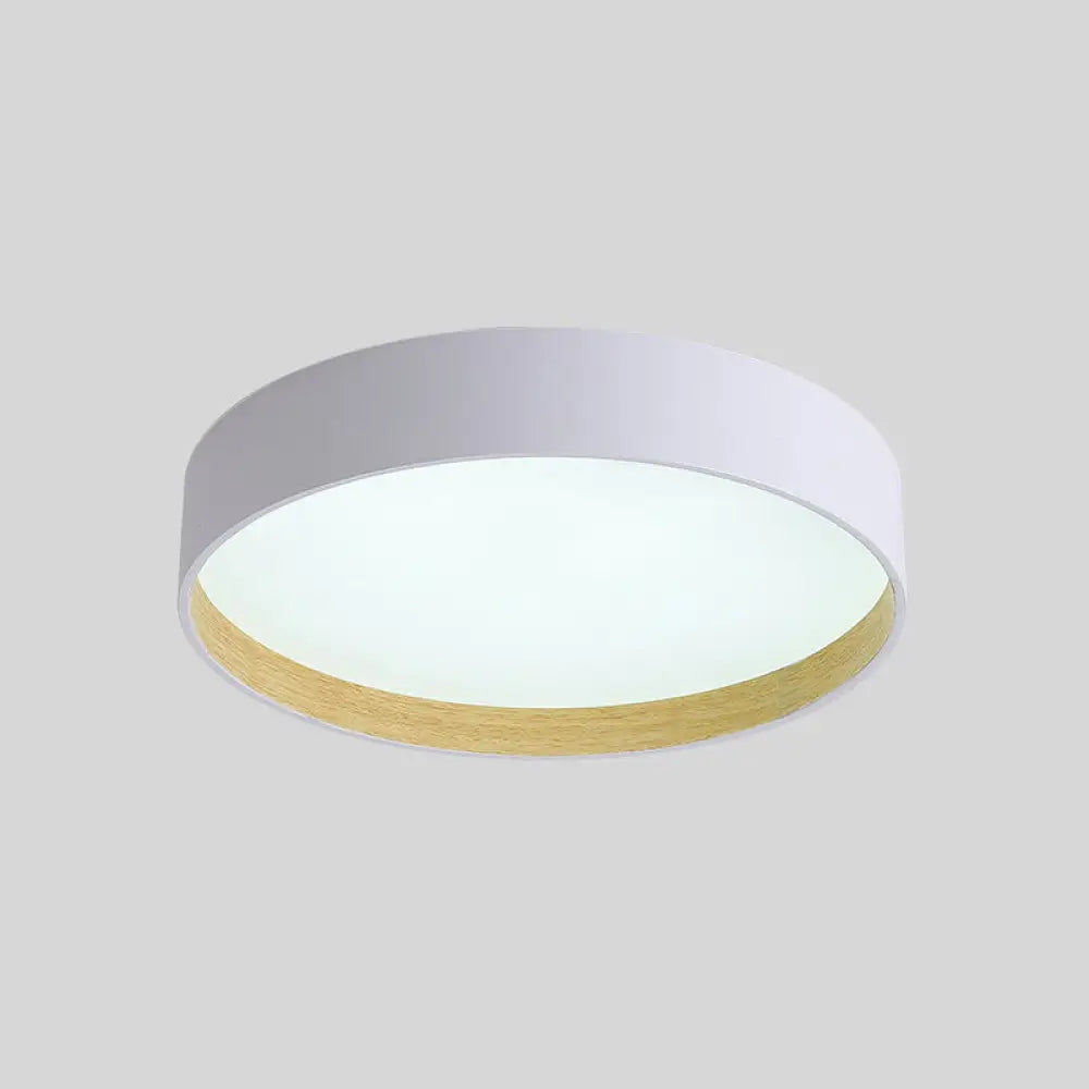 Metallic Modern Drum Flush Mount Ceiling Light Fixture White / 16 Warm