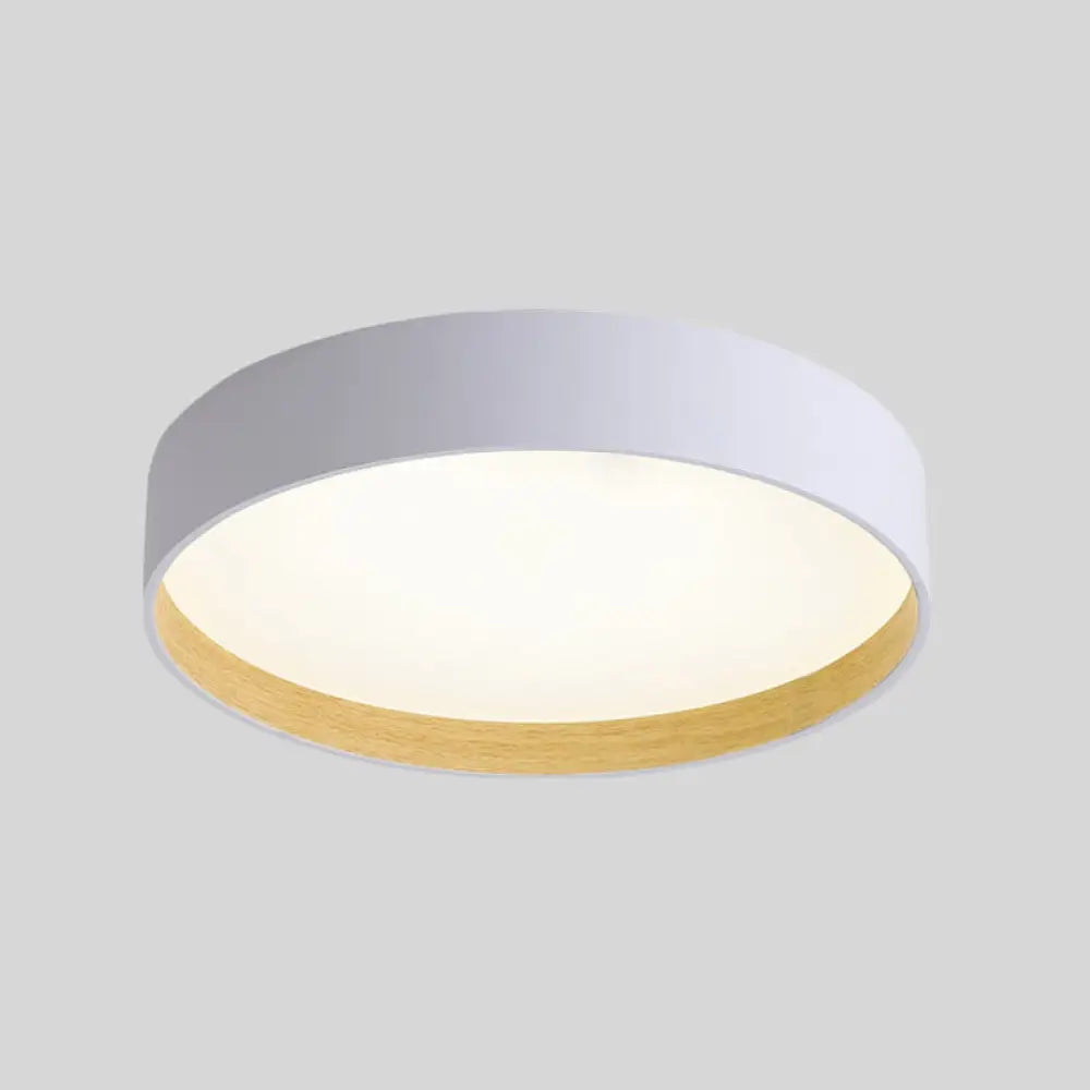 Metallic Modern Drum Flush Mount Ceiling Light Fixture White / 19.5