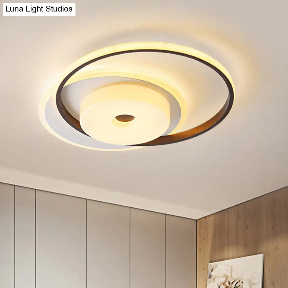 Metallic Nordic Led Flush Mount Ceiling Fixture In Warm/White 16/19.5 Wide White / 16 Warm