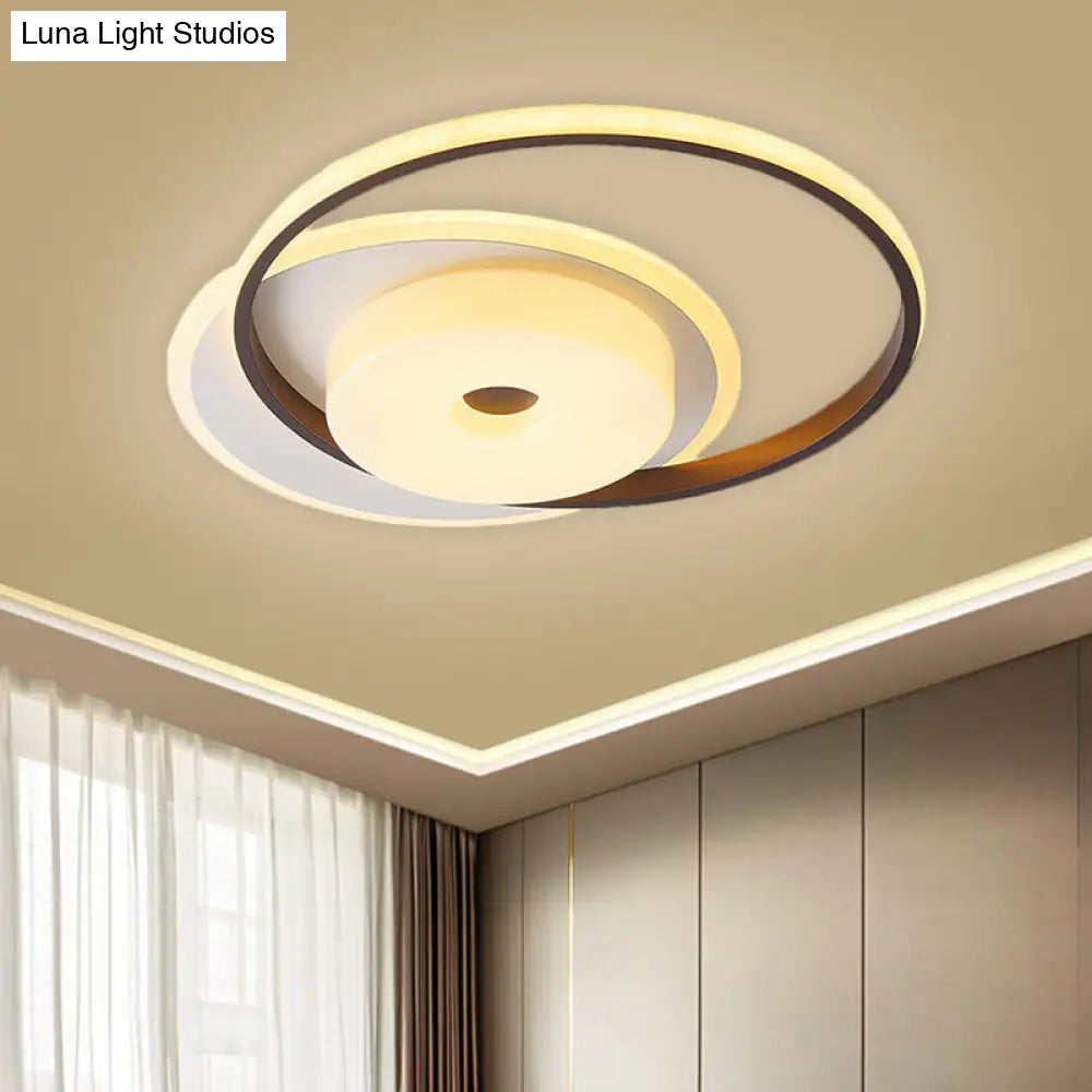 Metallic Nordic Led Flush Mount Ceiling Fixture In Warm/White 16’/19.5’ Wide