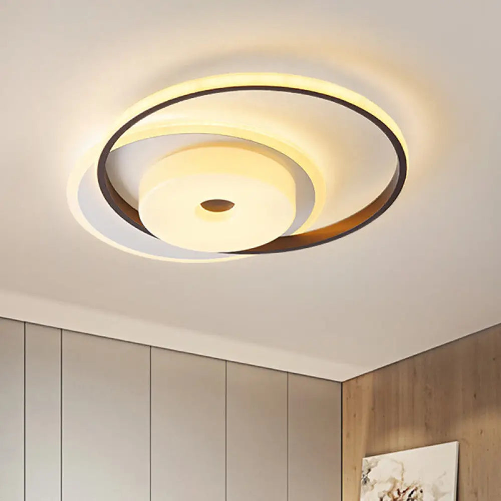 Metallic Nordic Led Flush Mount Ceiling Fixture In Warm/White 16’/19.5’ Wide White / 16’ Warm