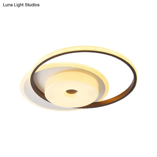 Metallic Nordic Led Flush Mount Ceiling Fixture In Warm/White 16/19.5 Wide