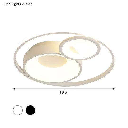 Metallic Nordic Led Flush Mount Ceiling Light - 3 Circles 16’/19.5’ Wide Warm/White (Black/White)