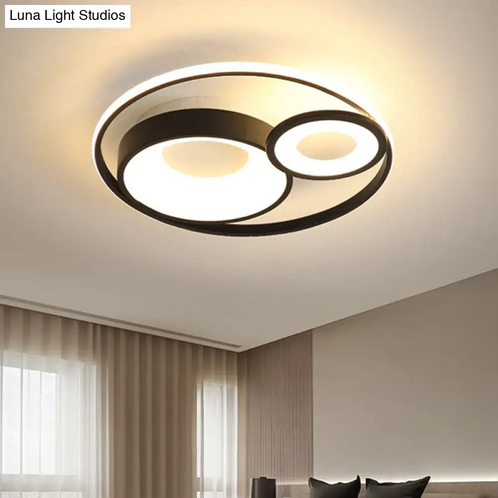 Metallic Nordic Led Flush Mount Ceiling Light - 3 Circles 16/19.5 Wide Warm/White (Black/White)