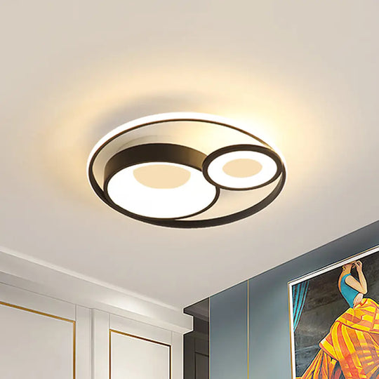 Metallic Nordic Led Flush Mount Ceiling Light - 3 Circles 16’/19.5’ Wide Warm/White